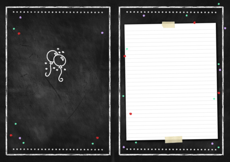 vijfenzestig jaar op krijtbord met slingers