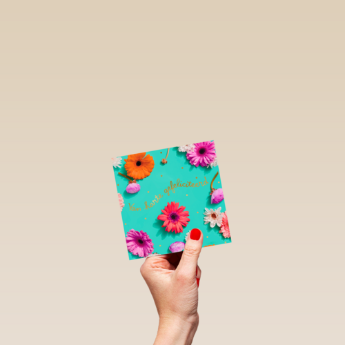 Verjaardagskaart groen met bloemen
