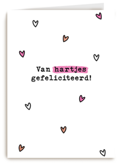 Verjaardagskaart Van Hartjes Gefeliciteerd