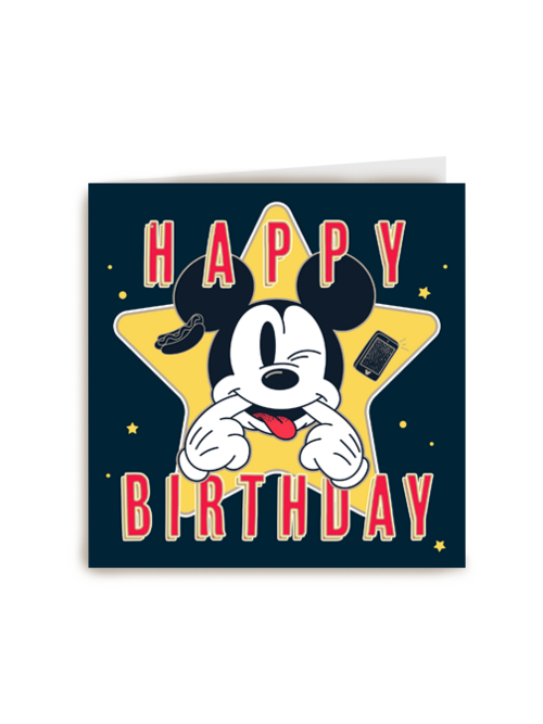 Verjaardagskaart Mickey Mouse met ster