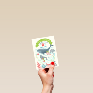 Zwemdiploma B kaart met walvis