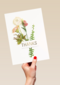 botanical kaart thanks met een bloemetje