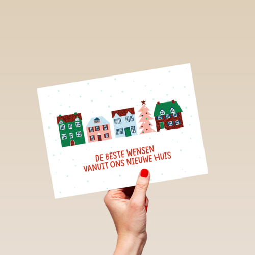 kerstkaart de beste wensen vanuit ons nieuwe huis