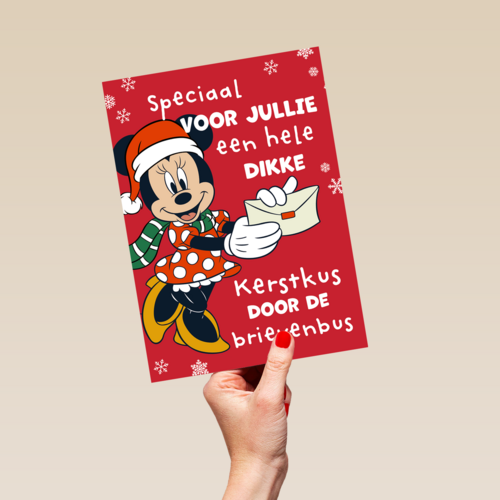 Minnie Mouse kerstkus door de brievenbus