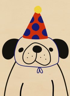 Dog with a party hat