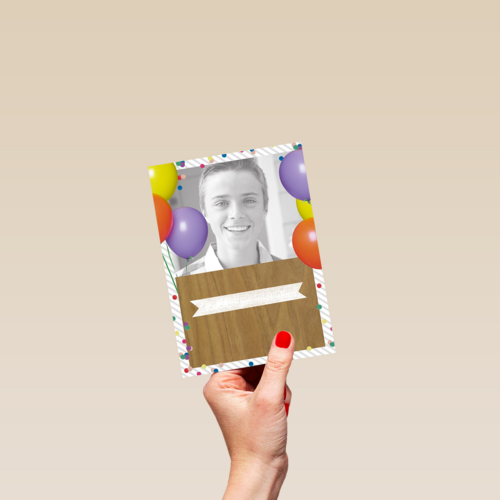 fotokaart gefeliciteerd met je verjaardag ballonnen