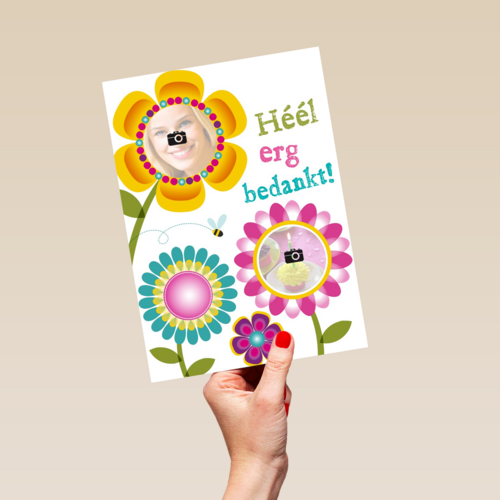 fotokaart bloemen heel erg bedankt