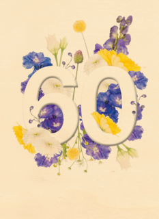 Verjaardagskaart vrouw 60 jaar met bloemen