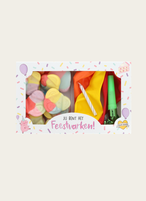 Brievenbus Snoep Feestvarken | Veel Liefs Cadeau Chocolade |