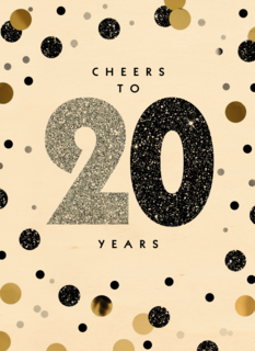 Verjaardagskaart leeftijden Cheers to 20 years wit en goud