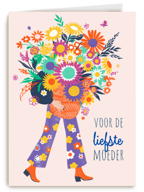 Een moeder met bloemen