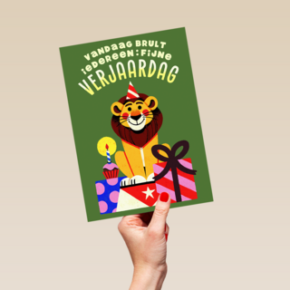 Verjaardag Leeuw Met Cadeaus