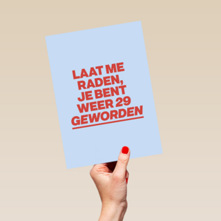 verjaardag kaart vrouw weer 29 geworden