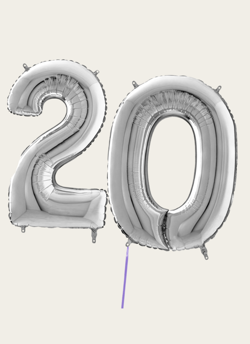 Hallmark Cijferballon 20 Jaar Zilver XL |  Cadeau Ballonnen |
