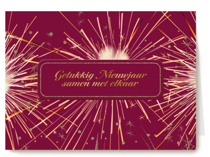 nieuwjaarskaart met tekstkader op vuurwerk