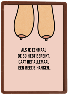 Verjaardagskaart grappig vrouw hangende borsten