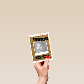 fotokaart staand hoera jij bent jarig