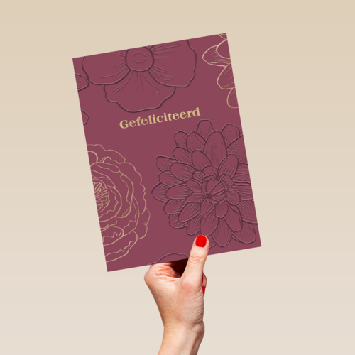 Stijlvolle verjaardagskaart bloemen