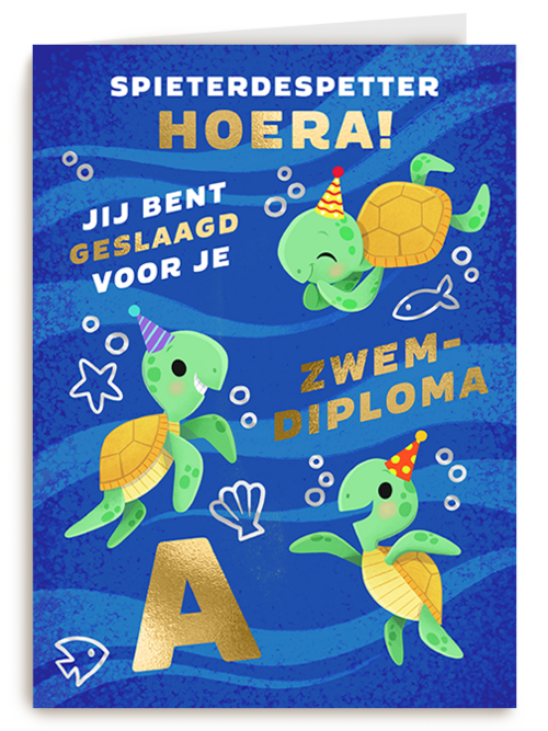 Kaart Hallmark | Zwemdiploma | Zwemdiploma A Kaart Met Schildpadden