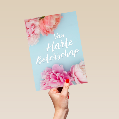 Beterschapskaart Foto met bloemen Van harte beterschap