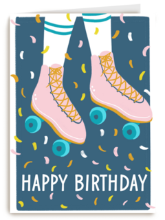 verjaardagskaart hip happy rollerskates birthday
