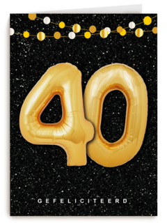Verjaardagskaart leeftijden 40 ballonletters