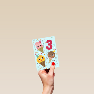 Verjaardagskaart ijsjes en leeftijd