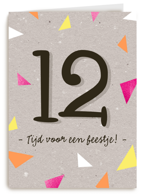 Verjaardagskaart meisje 12 vlaggetjes