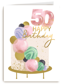Verjaardagskaart 50 taart Happy Birthday