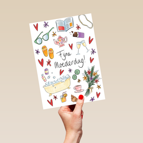 Moederdagkaart Illustratie Fijne moederdag Matia Studio