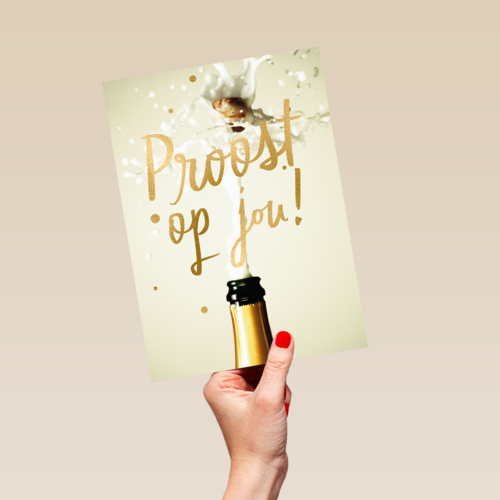 Felicitatie kaart man vrouw champagne proost op jou
