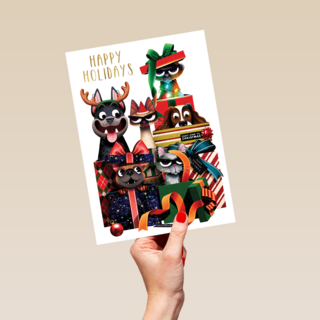 Kerstkaart Folio cats and dogs