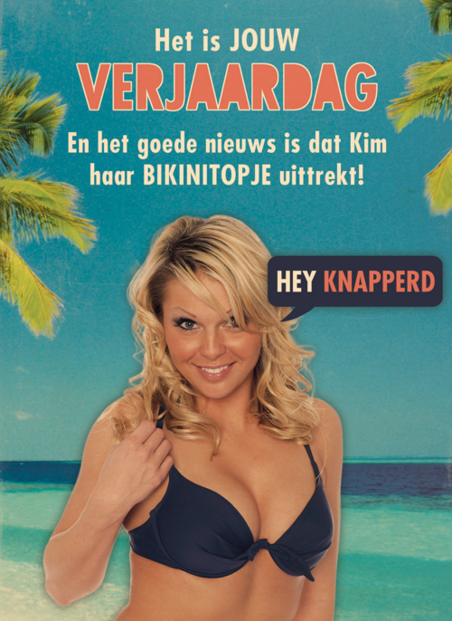 kim trekt haar bikinitopje uit