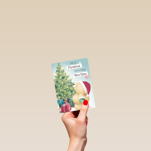 beertje naast de kerstboom