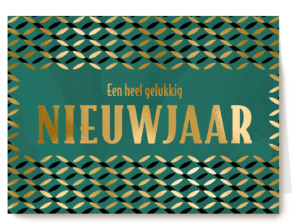 een heel gelukkig nieuwjaar met goudpatroon