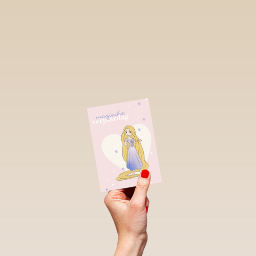 prinses kaart disney magische verjaardag rapunzel