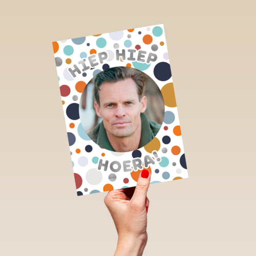 Hiep Hiep Hoera fotokaart man