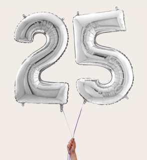 Cijferballon 25 Jaar Zilver XL