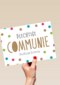 Feestelijke kaart plechtige communie met confetti stipjes