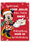 Minnie Mouse kerstkus door de brievenbus