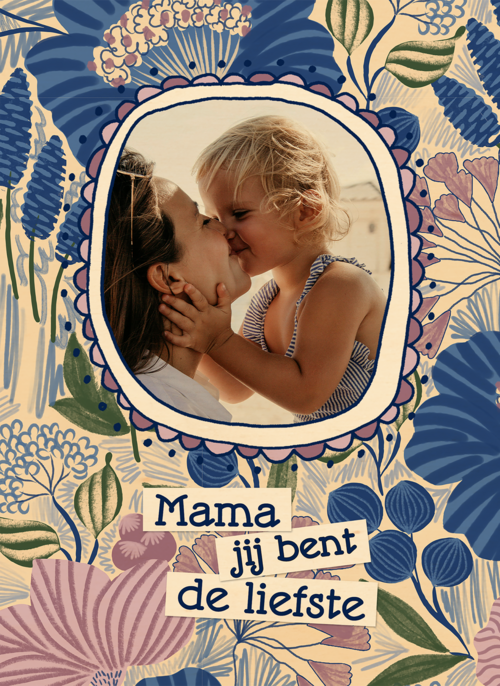 Houten Kaart Moederdag | Houten Kaart Hallmark | Moederdag | Bloemen Jij Bent De Liefste Fotokaart