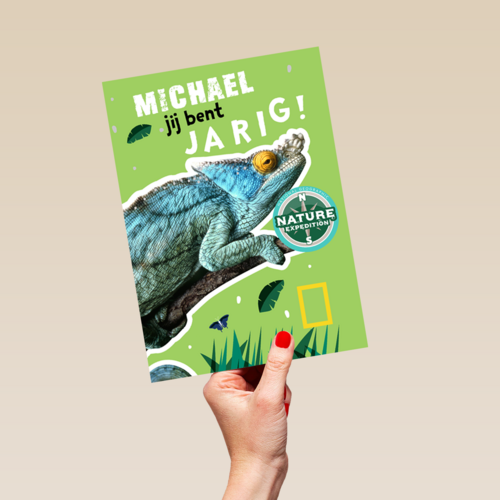verjaardag kaart kameleon
