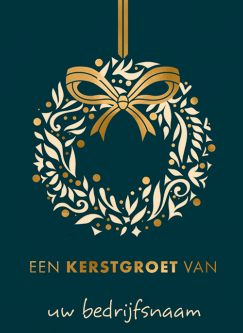 Houten kaart Kerst | Hallmark | Houten kaart Kerst | Hallmark | Kerstkaart met krans op blauwe achtergrond