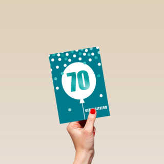 Verjaardagskaart leeftijden man 70 ballon
