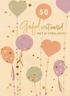 Verjaardagskaart ballonnen en hartjes leeftijd