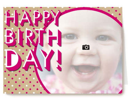 fotokaart stippen roze happy birthday girl