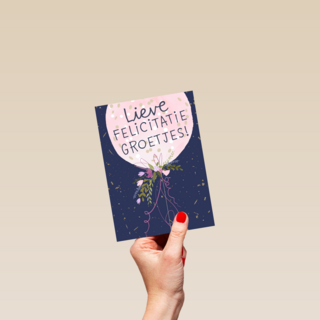 Gefeliciteerd kaart vrouw lieve felicitatiegroetjes