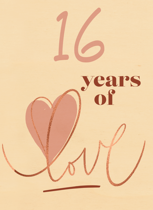 Houten Kaart Huwelijksjubileum | Houten Kaart Hallmark | Huwelijksjubileum | Love Story Years Of Love Pink