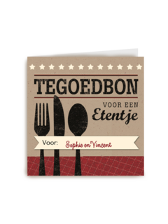 Tegoedbon voor een etentje