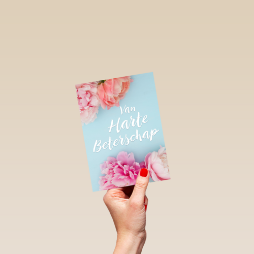 Beterschapskaart Foto met bloemen Van harte beterschap